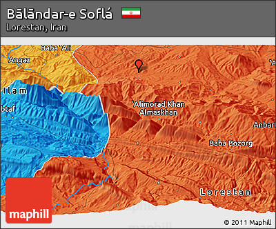 Political Panoramic Map of Bālāndar-e Soflá