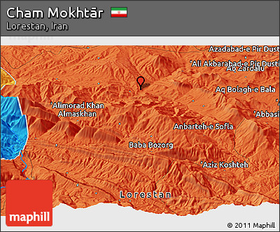 Political Panoramic Map of Cham Mokhtār