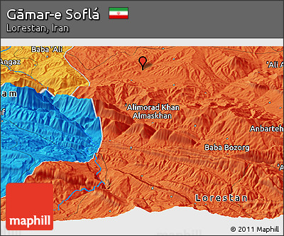 Political Panoramic Map of Gāmar-e Soflá