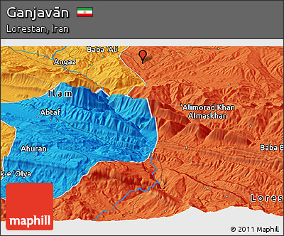 Political Panoramic Map of Ganjavān