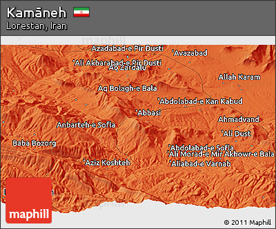 Political Panoramic Map of Kamāneh