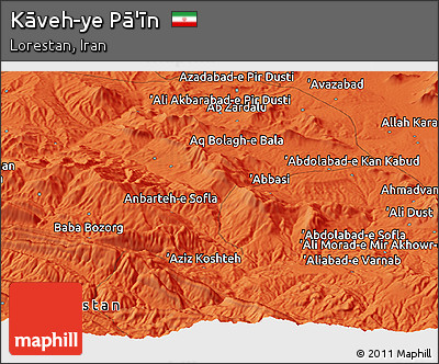 Political Panoramic Map of Kāveh-ye Pā'īn