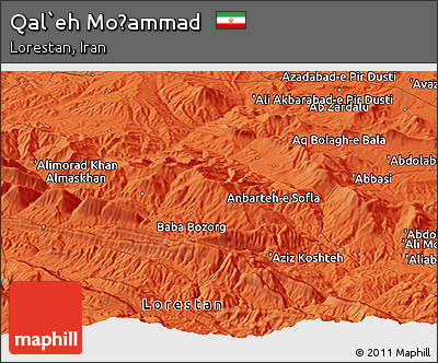 Political Panoramic Map of Qal`eh Moḩammad