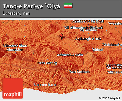 Political Panoramic Map of Tang-e Parī-ye `Olyā