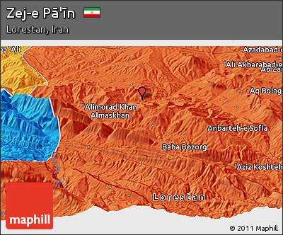 Political Panoramic Map of Zej-e Pā'īn