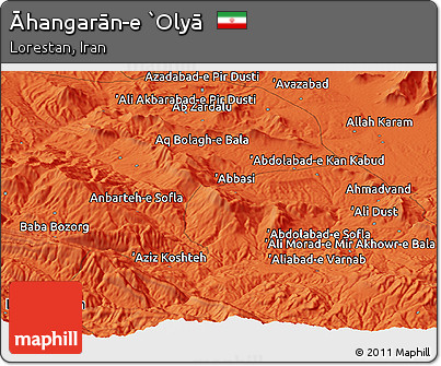 Political Panoramic Map of Āhangarān-e `Olyā