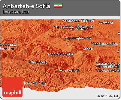 Political Panoramic Map of Anbārteh-e Soflá