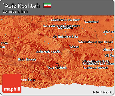 Political Panoramic Map of `Azīz Koshteh