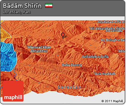 Political Panoramic Map of Bādām Shīrīn