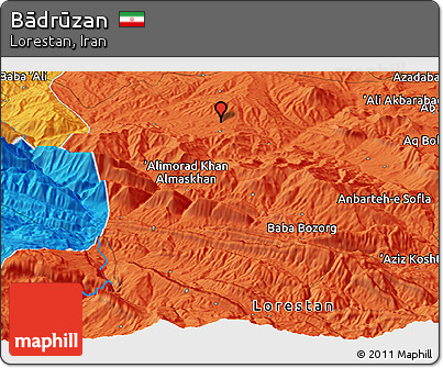 Political Panoramic Map of Bādrūzan