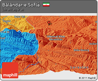 Political Panoramic Map of Bālāndar-e Soflá