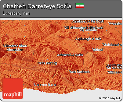 Political Panoramic Map of Chafteh Darreh-ye Soflá