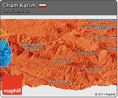 Political Panoramic Map of Cham Karīm
