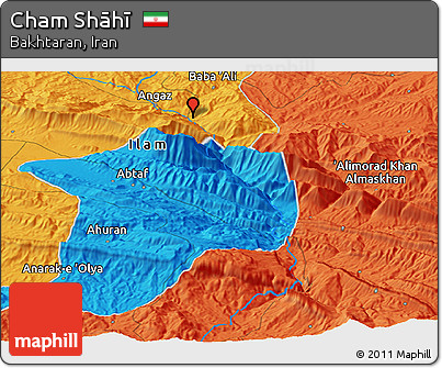 Political Panoramic Map of Cham Shāhī