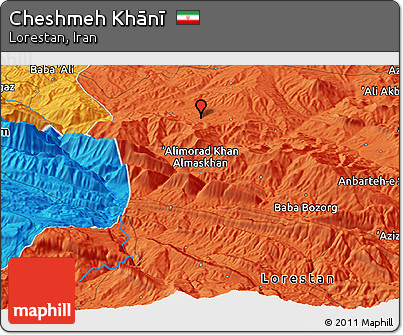 Political Panoramic Map of Cheshmeh Khānī