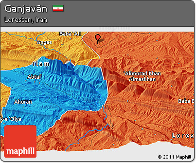 Political Panoramic Map of Ganjavān