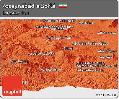 Political Panoramic Map of Ḩoseynābād-e Soflá