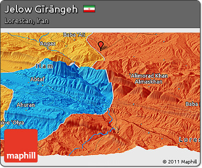 Political Panoramic Map of Jelow Gīrāngeh