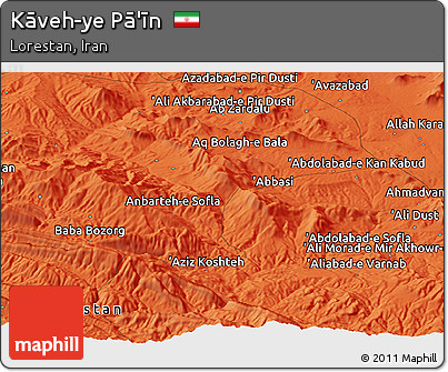 Political Panoramic Map of Kāveh-ye Pā'īn