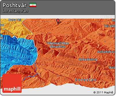 Political Panoramic Map of Poshtvār