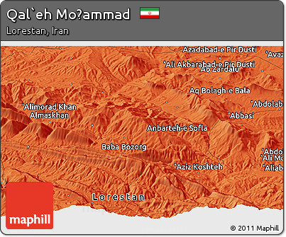 Political Panoramic Map of Qal`eh Moḩammad