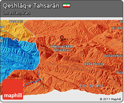 Political Panoramic Map of Qeshlāq-e Tahsarān