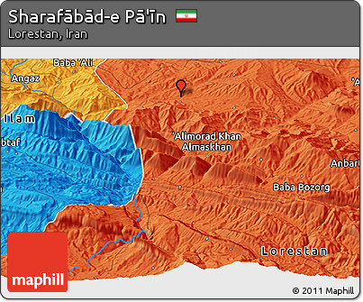 Political Panoramic Map of Sharafābād-e Pā'īn