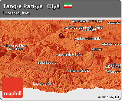 Political Panoramic Map of Tang-e Parī-ye `Olyā