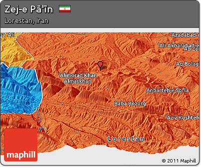 Political Panoramic Map of Zej-e Pā'īn