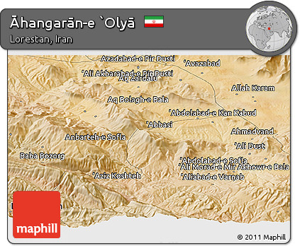 Satellite Panoramic Map of Āhangarān-e `Olyā