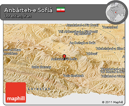 Satellite Panoramic Map of Anbārteh-e Soflá