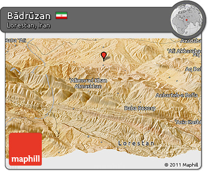 Satellite Panoramic Map of Bādrūzan