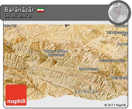 Satellite Panoramic Map of Barānāzār