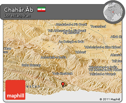 Satellite Panoramic Map of Chahār Āb