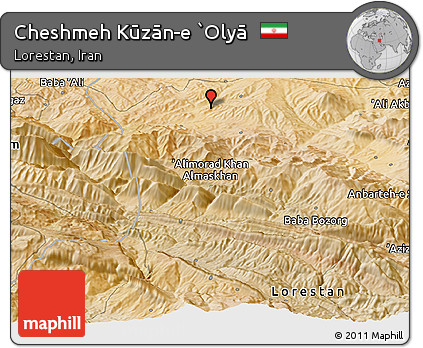 Satellite Panoramic Map of Cheshmeh Kūzān-e `Olyā