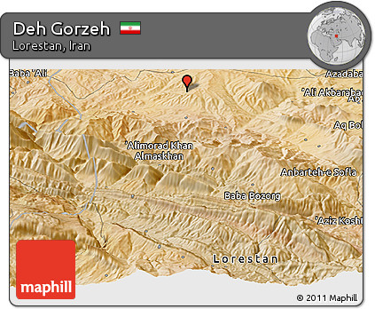 Satellite Panoramic Map of Deh Gorzeh