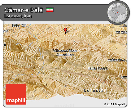 Satellite Panoramic Map of Gāmar-e Bālā