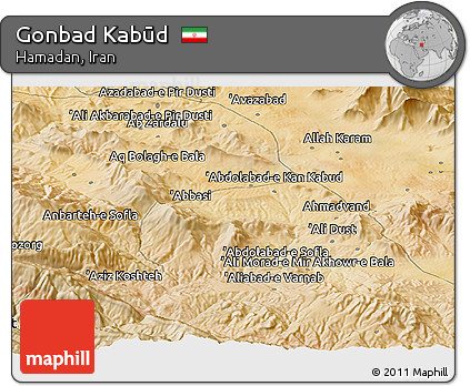 Satellite Panoramic Map of Gonbad Kabūd