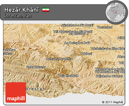 Satellite Panoramic Map of Hezār Khānī