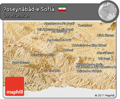 Satellite Panoramic Map of Ḩoseynābād-e Soflá