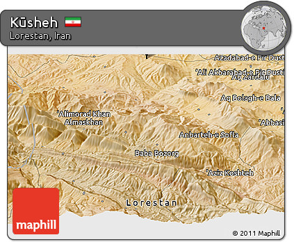 Satellite Panoramic Map of Kūsheh