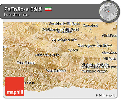 Satellite Panoramic Map of Pa'īnāb-e Bālā