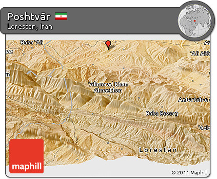 Satellite Panoramic Map of Poshtvār