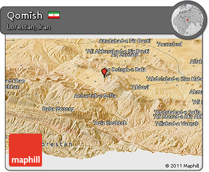 Satellite Panoramic Map of Qomīsh