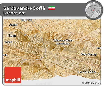 Satellite Panoramic Map of Sa`davand-e Soflá