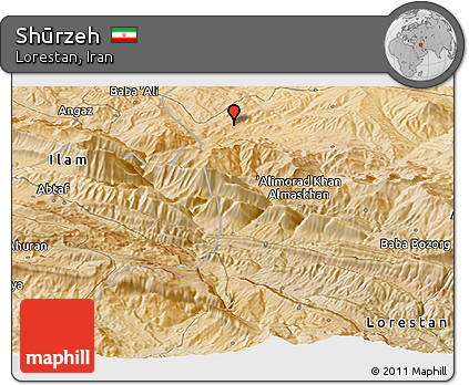 Satellite Panoramic Map of Shūrzeh