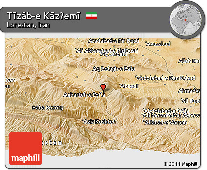 Satellite Panoramic Map of Tīzāb-e Kāz̧emī