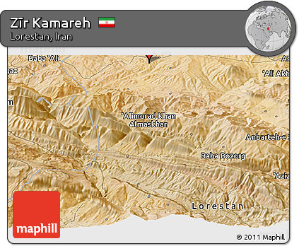 Satellite Panoramic Map of Zīr Kamareh