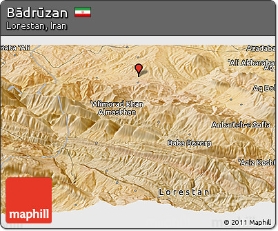 Satellite Panoramic Map of Bādrūzan