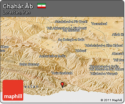 Satellite Panoramic Map of Chahār Āb